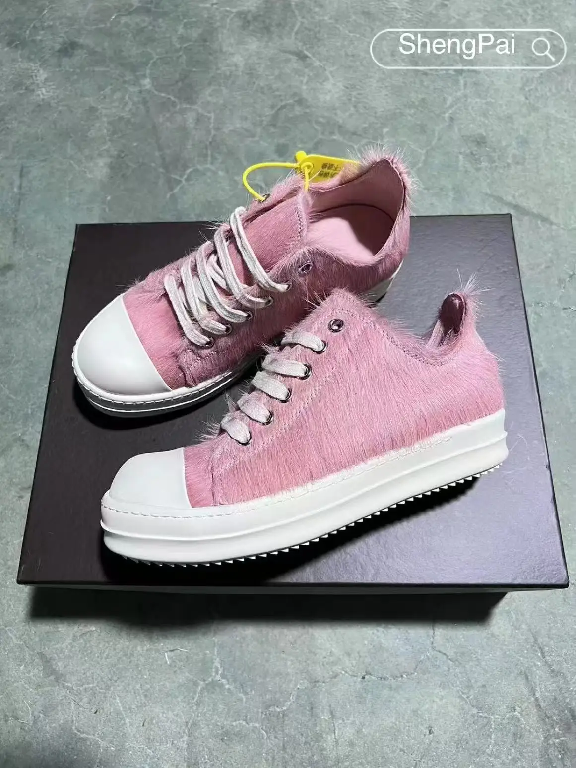 

O-wen Men's Low Top Sneakers Pink Horsehair Leather Fashion Outdoor Running Shoes for Women Non-Slip Comfortable Sports Shoes