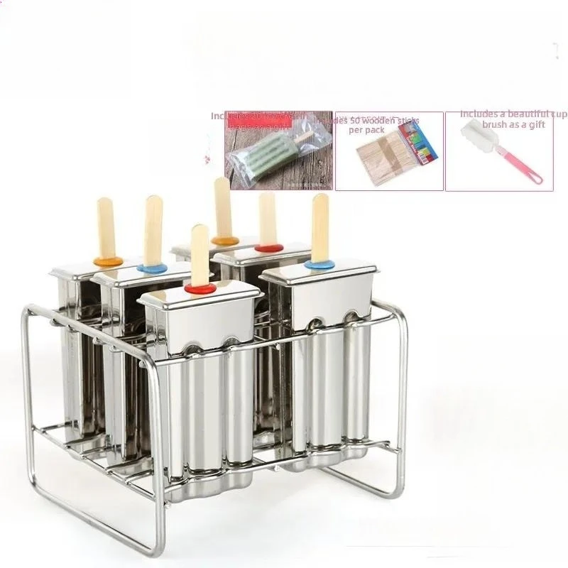 Stainless Steel Ice Cream Mold Popsicle Mold DIY Frozen Treat Maker Reusable Silicone Freezer Tray for Home