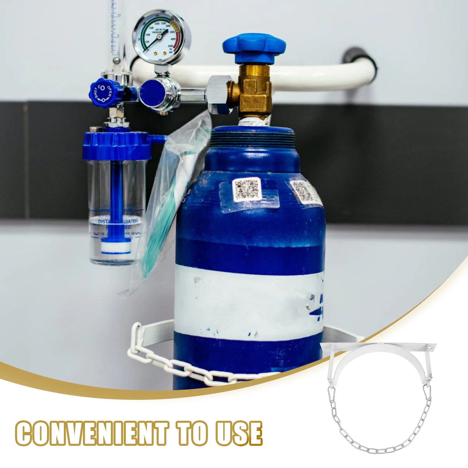

1 set 1 Set Gas Cylinder Holder Wall Mounted Steel Chain Lock Oxygen Tank Propane Cylinder Stabilizing Stand Floor Mount Bracket