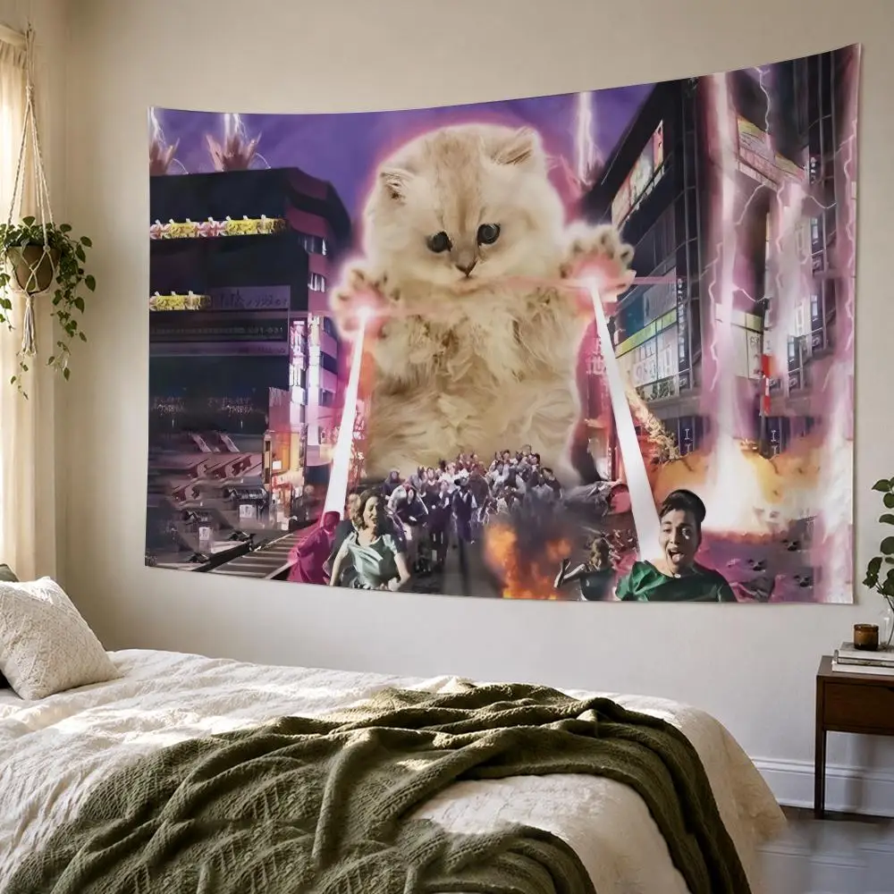Matt McCarthy Cat Laser Beam Tapestry Bedroom Living Room Bar Party House Home Dorm Interior Wall Decor Background Banner