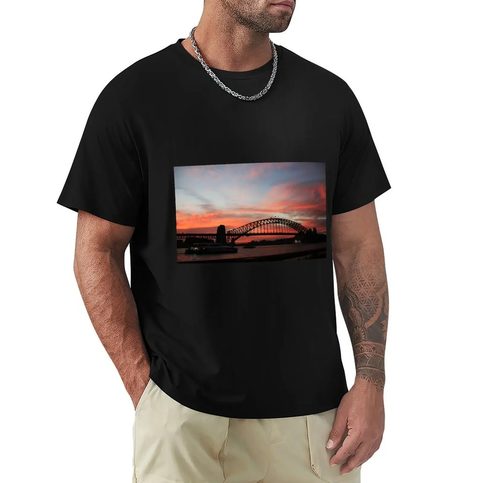 

Sydney Harbour Bridge at sunset, Sydney NSW T-Shirt graphic shirts anime t shirts luxury clothes men