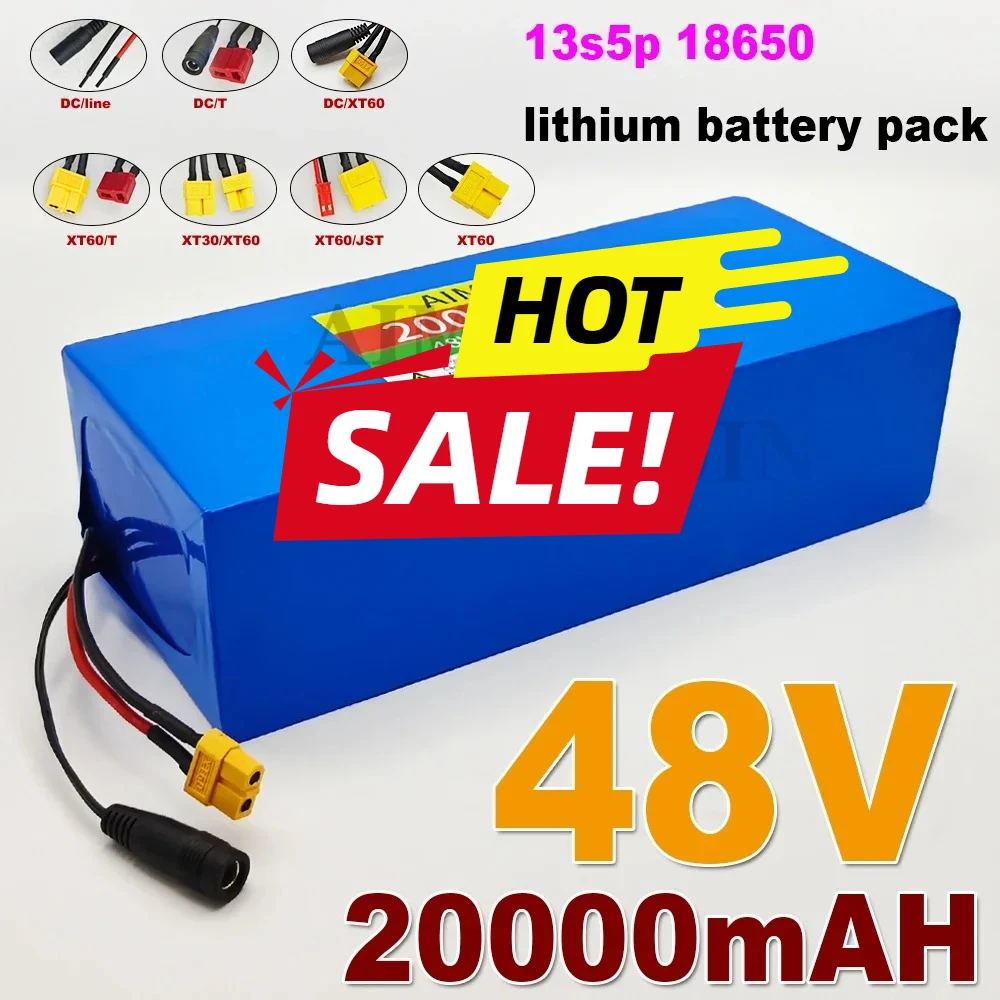 18650 13S5P 48V 20Ah rechargeable lithium battery with built-in intelligent BMS,suitable for 500-1000W motors