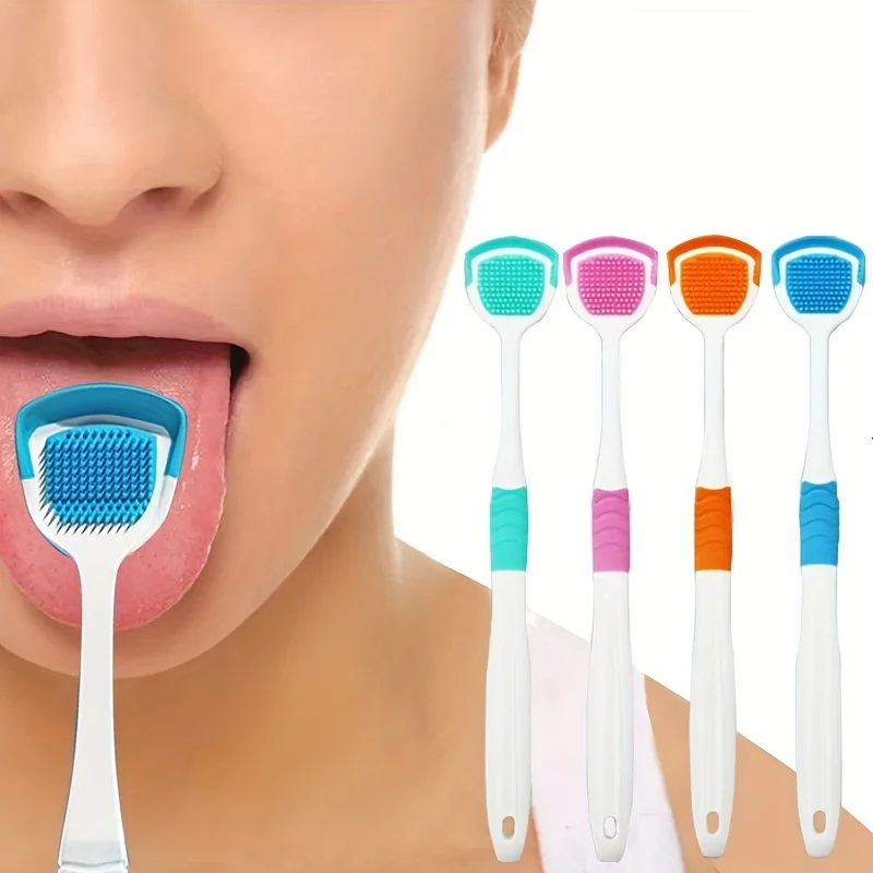 Tongue Scraper Reduce Bad Breath For Oral Care,Tongue Cleaners,Tongue Cleaning Adults Tools Soft Haired Silicone Tongue Scraper