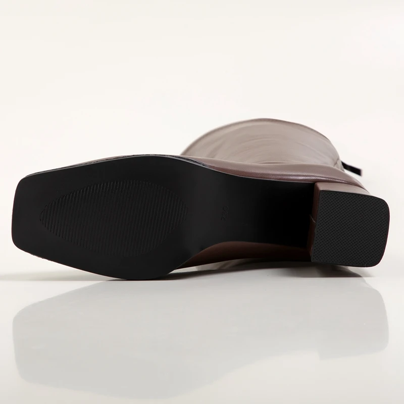 Women's new autumn and winter square toe high heels with knee zipper plus large tube knight motorcycle boots and riding boots - Image 5