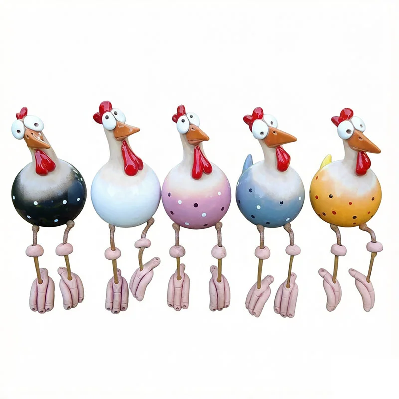 Rooster Figurine Chicken Fence Decoration Statues Garden Decoration Chicken Yard Art Ornament Easter Mother's Day Decor