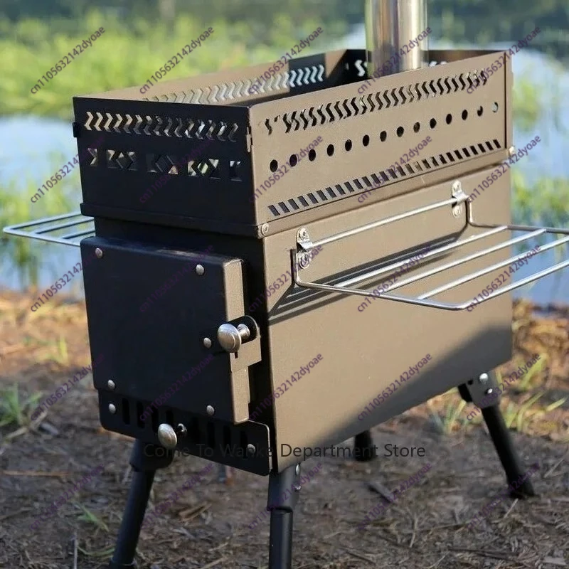 Outdoor Tent Stove Sauna Stove Foldable Wood Stove Heater Sauna Box for Heating and Humidifying Stone Basket