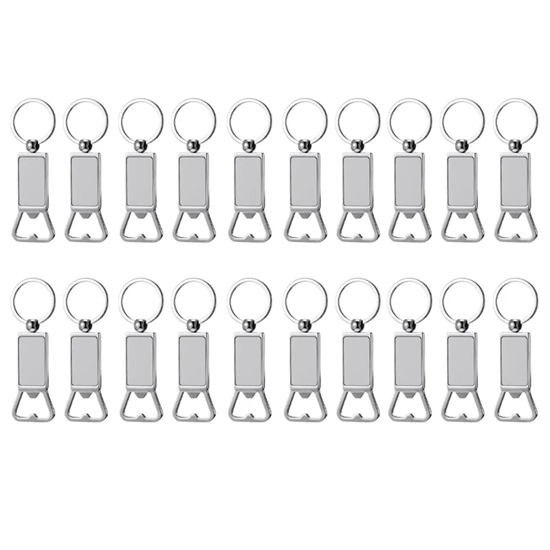 20PCS Sublimation Blanks Keychains Metal Bottle Opener Blank Key Rings Gift for Your Boyfriend, Husband, Father