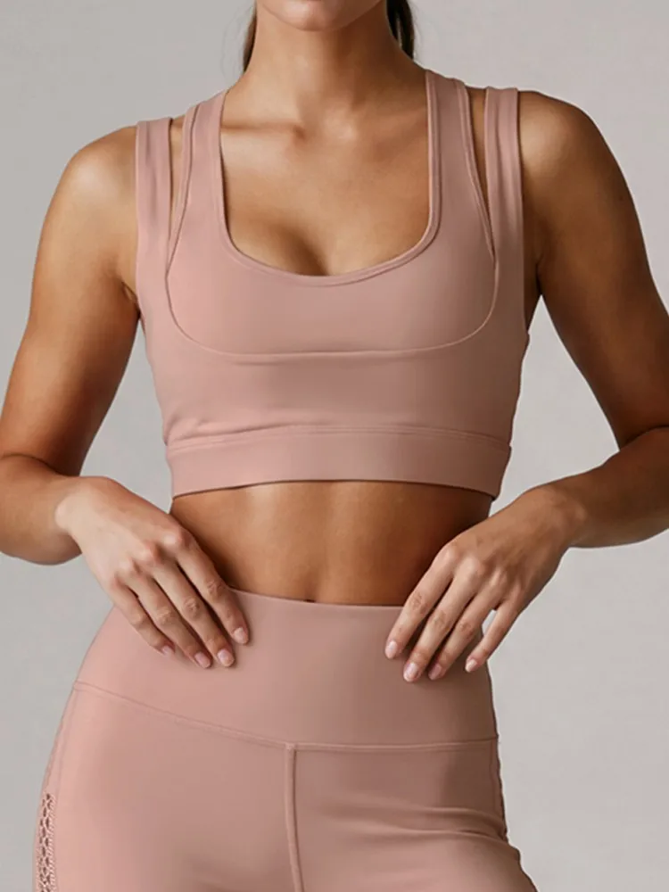 Summer Halter Yoga Bra Women Color Blocking Sports Underwear Gym Top Shockproof Fitness Push Up Workout Sports Bra Yoga Crop Top