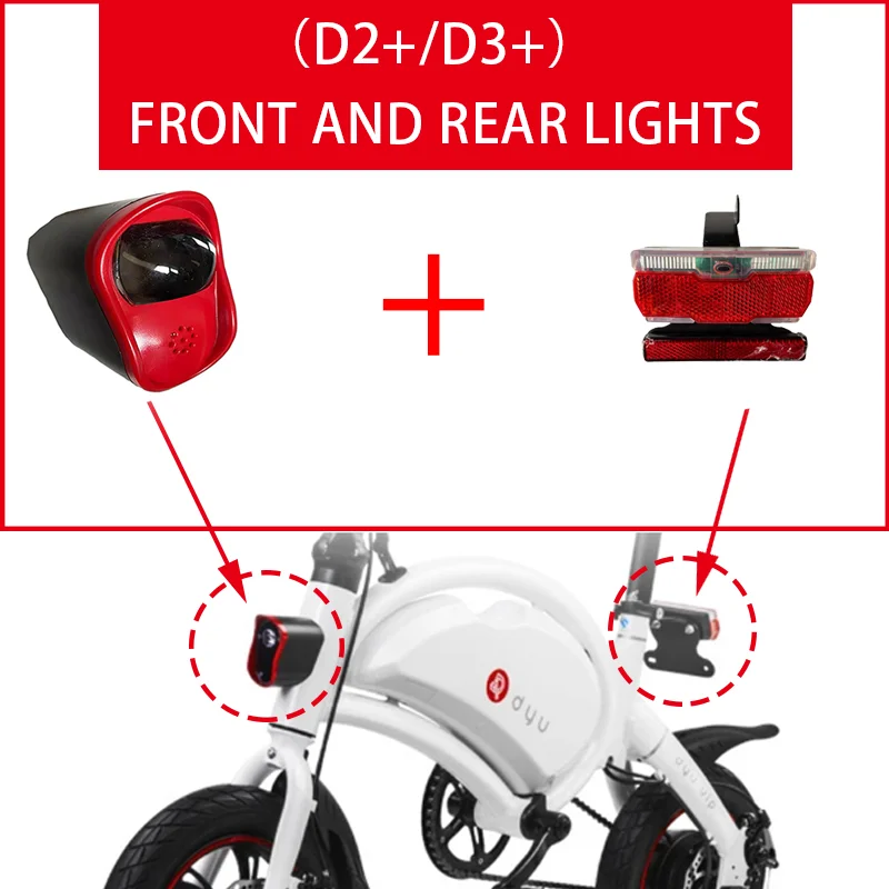 DYU Front Rear Light for DYU Electric Bike D1 D2  D2+ D3 D3+