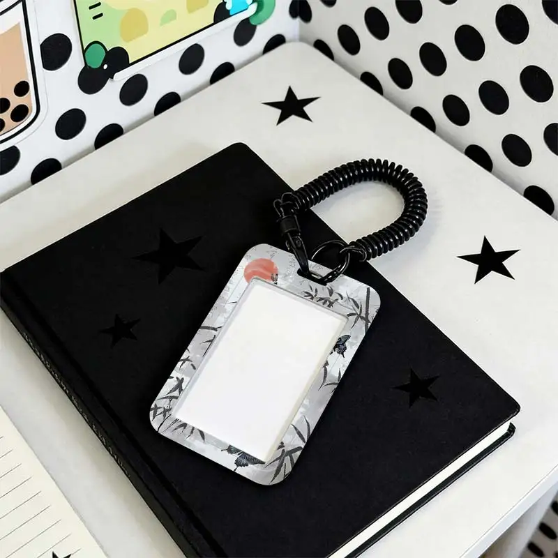 Card Protection Cover for Stretchable Spring Cord Kpop Photocard Holder Photo Protector Student Bus/Meal Card Protection Case