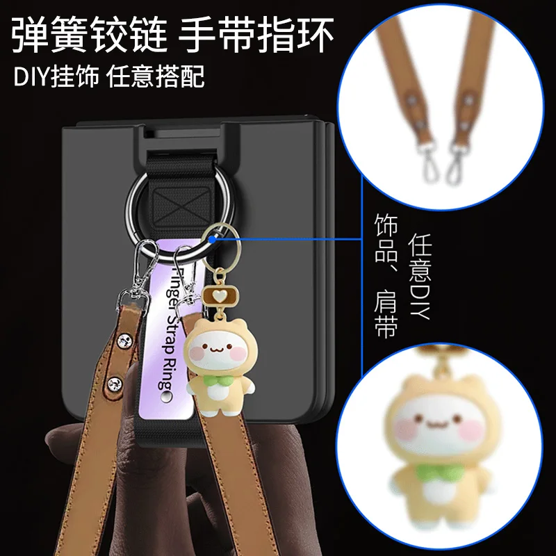 Etui na Samsung Galaxy Z Flip 7 6 5 Ochraniacz Ekranu Zawiasu Pełna Ochrona Szkło Ochronne Folia na Ekran Pasek na Palec Pierścień Sprężynowy Osłona Oś