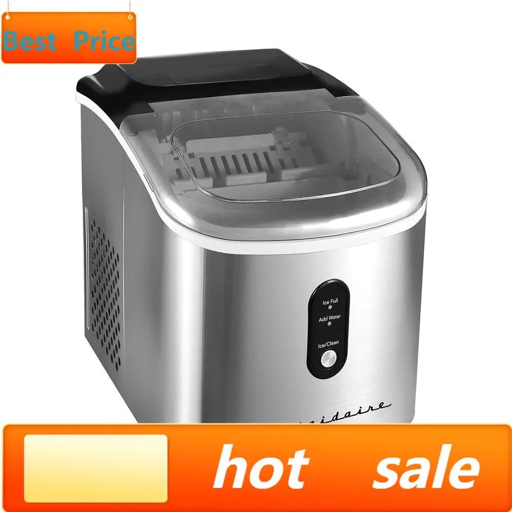 

PopularOversized Ice Bucket Countertop Ice Maker, Stainless Steel, Self-Cleaning, Heavy Duty