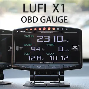LUFI-X1 OBD2 Digitaler Messgerät, Turbo-Boost, Öldruck, Wasserwassertemperatur, UFR, Drehzahl, Kraftstoffgeschwindigkeit, Ext-Ölmesser, OBD-HUD-Anzeige 8 Hauptverkaufsgeschwindigkeitsmesser 100mm Auto - №8