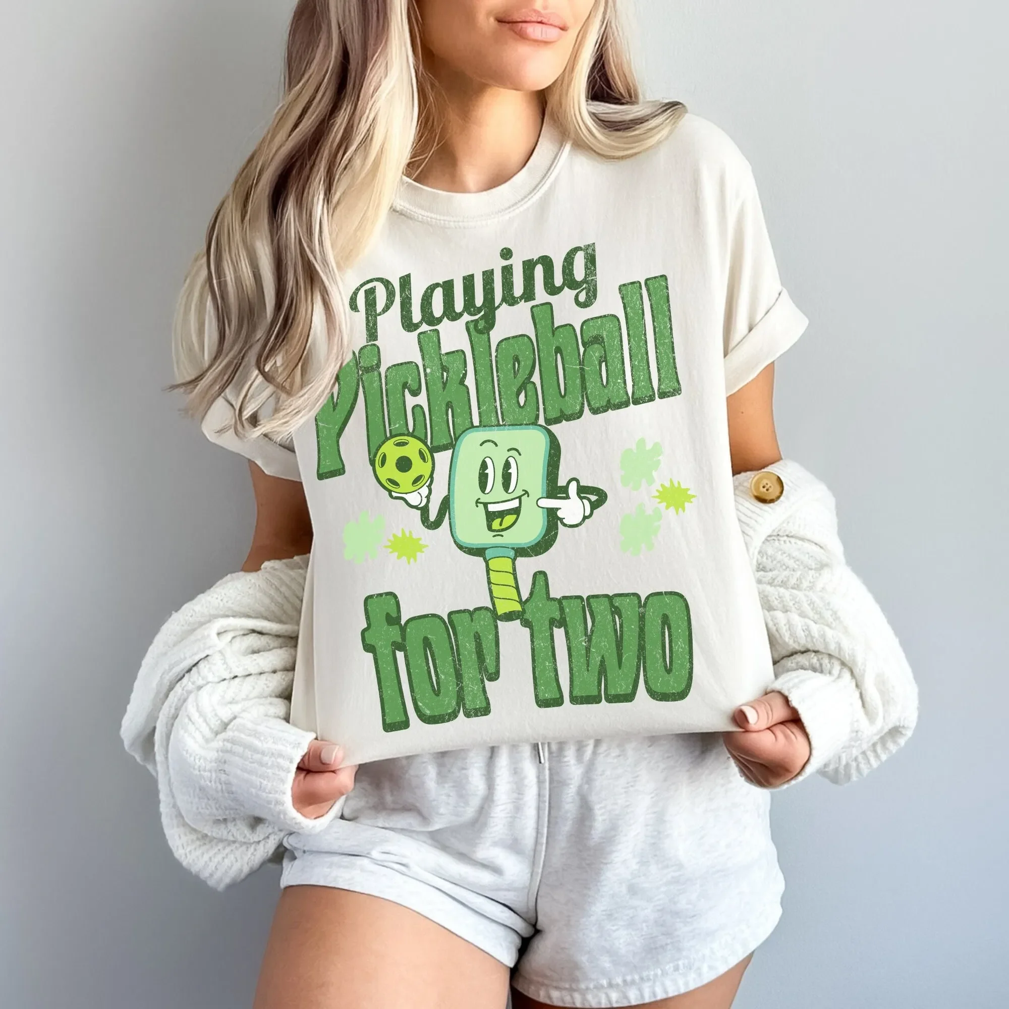 Fun Pickleball Themed Pregnancy AnnouncemenT T Shirt Playing for Two Cute Baby Maternity