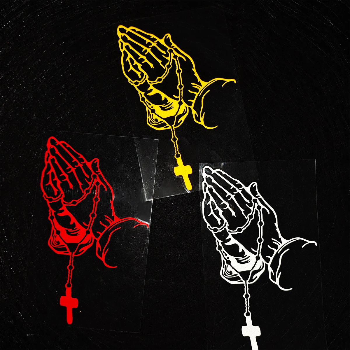Prayer Gesture Reflective Car Stickers Decor Motorcycle Moto Auto Body Windshield Fuel Tank Decorative Decal Accessories