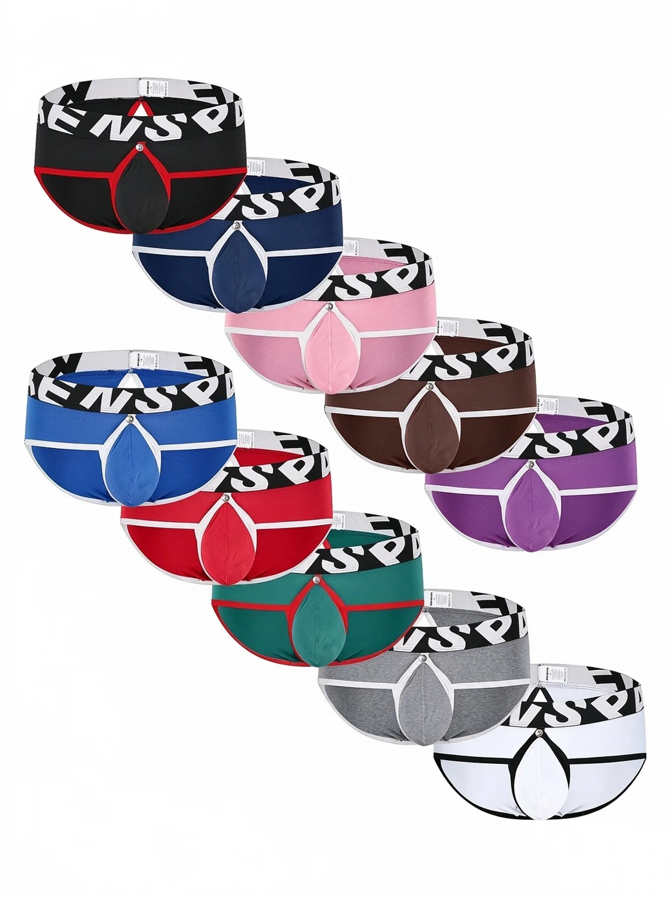 Men's Low-Waist U-Convex Large Bag Youth Striped Underwear Breathable Soft Comfort Loose Fiber Fabric Sexy Briefs Randomly 2pc