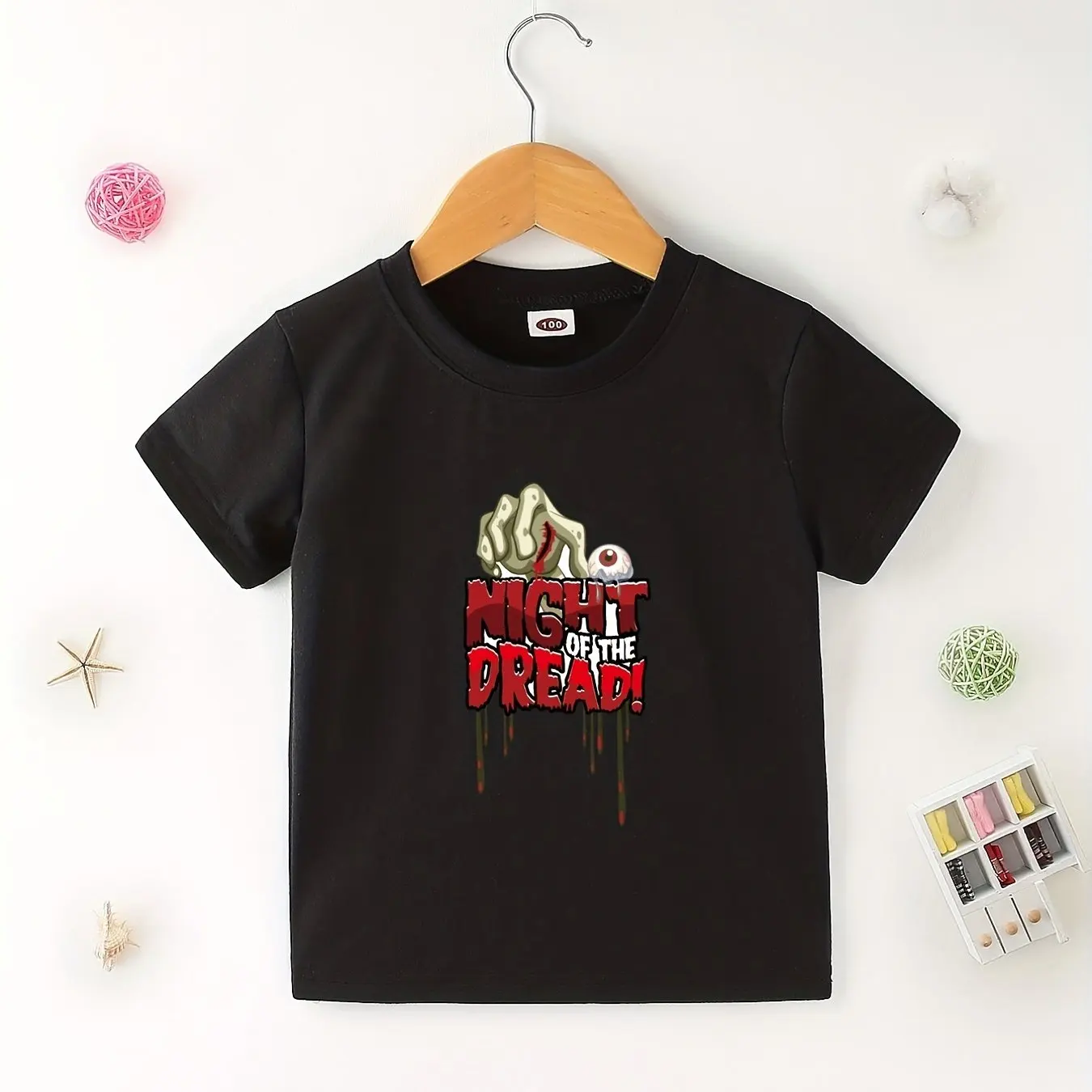 Kids' Halloween T-Shirt - Night of the Dread Creepy Hand Design Soft Cotton Perfect for Spooky Celebrations Trick-or-Treating