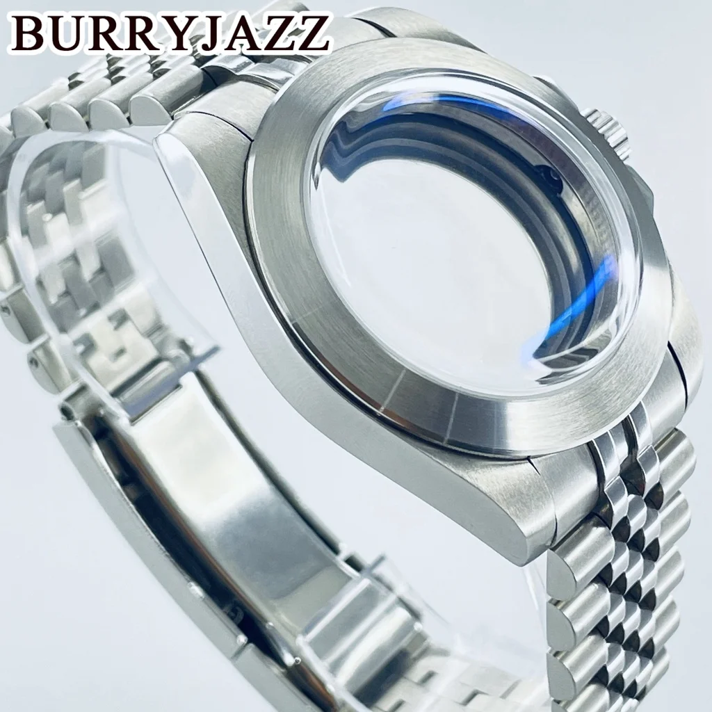 BURRYJAZZ40mm NH34NH35 NH72 NH36NH70 ETA2824 PT5000ตัวเรือนสแตนเลสปัดกระจกสีฟ้าโดม Glide LOCK