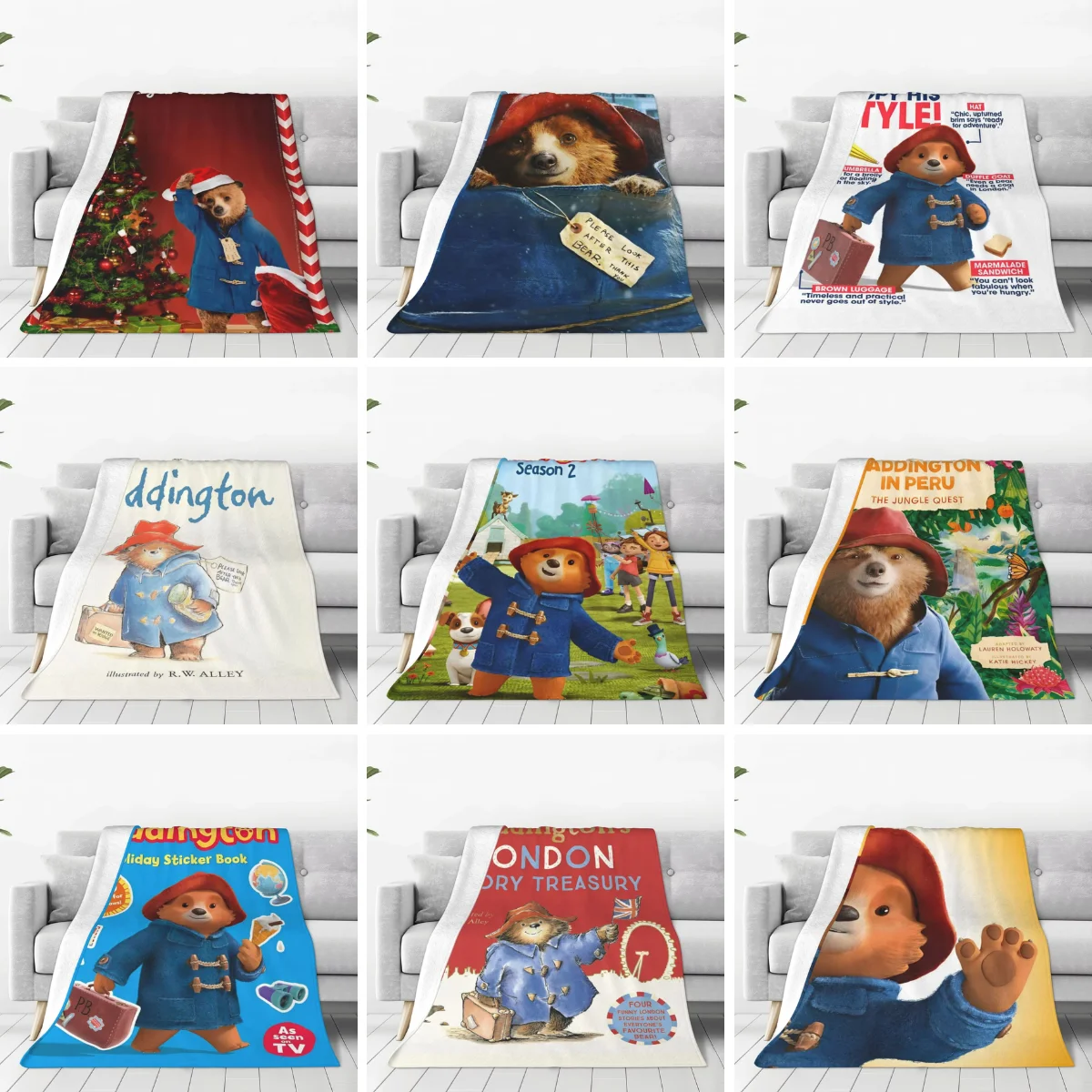 영국 패딩턴 다크 브라운 곰 담요, 따뜻하고 부드러운 크리스마스 던지기 담요, 겨울 캠핑 소파 침대, 패션 침대보