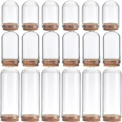 12Pcs Cloche Bell Jar Display Case Glass Display Dome with Wood Base 1.44/1.75/2.82 inch Small Glass Jars Display Bottles