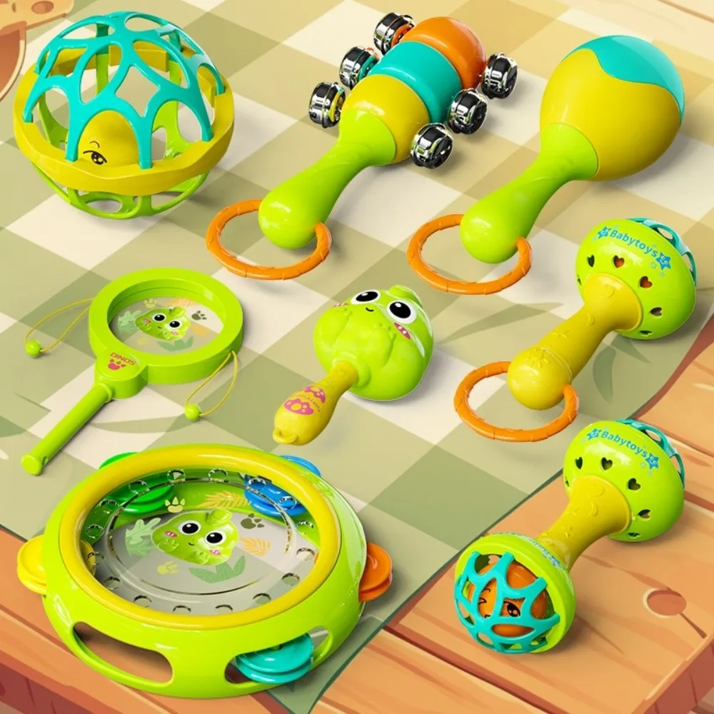 8/9 pezzi nuovo colorato a forma di cartone animato sonaglio per bambini giocattolo sensoriale in plastica leggera campanella onda tamburo neonato