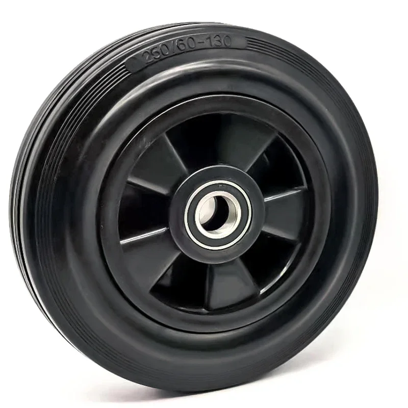 1 Pcs 10 Inch Heavy-duty Solid Rubber Wheel With Ball Bearing Silent Transport Wheel For Trolleys Carts Industrial Equipment
