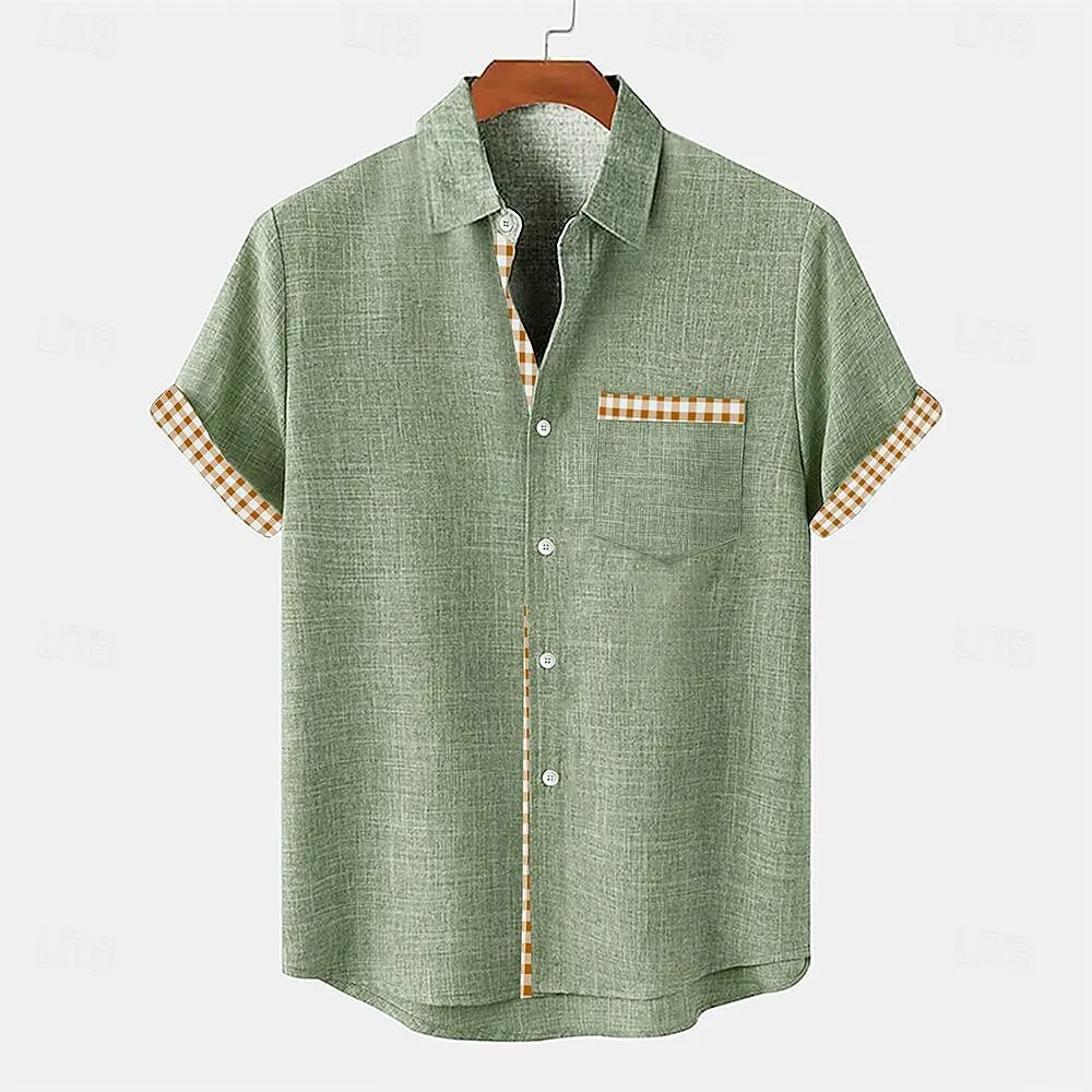 

Fashionable autumn 2024 new men's linen short sleeved breathable shirt trend high-end men's style loose and comfortable shirt