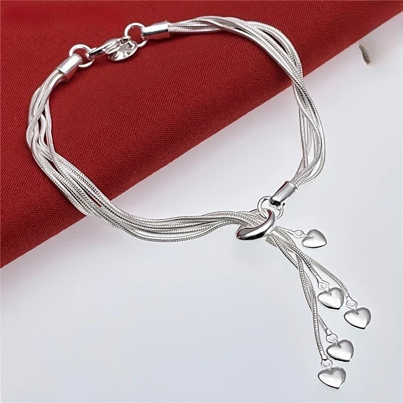 Special offer 925 sterling Silver Charm heart Bracelet for Women designer Jewelry Hip-hop Accessories Fashion Party Wedding Gift