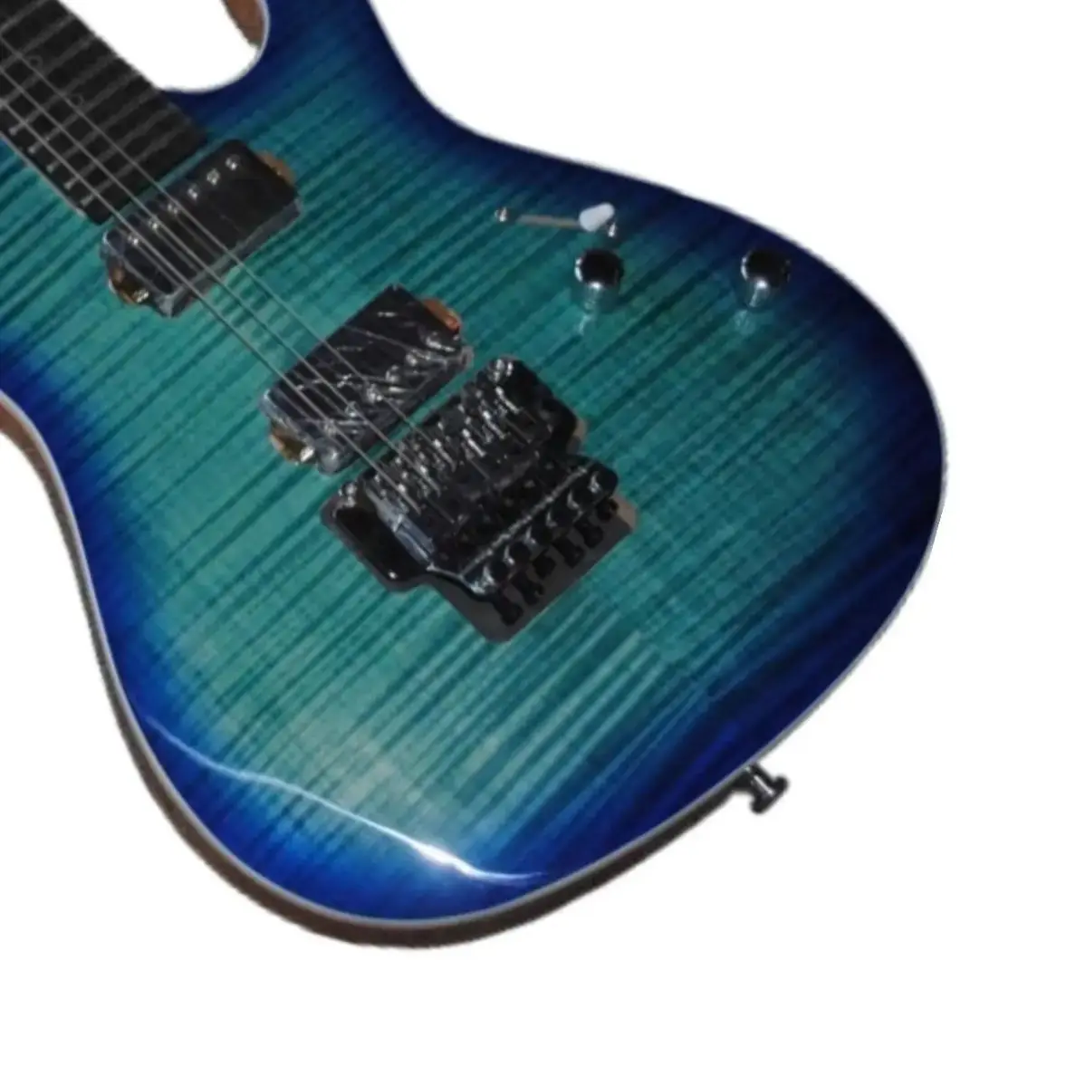 High quality blue six-string electric guitar Water Ripple