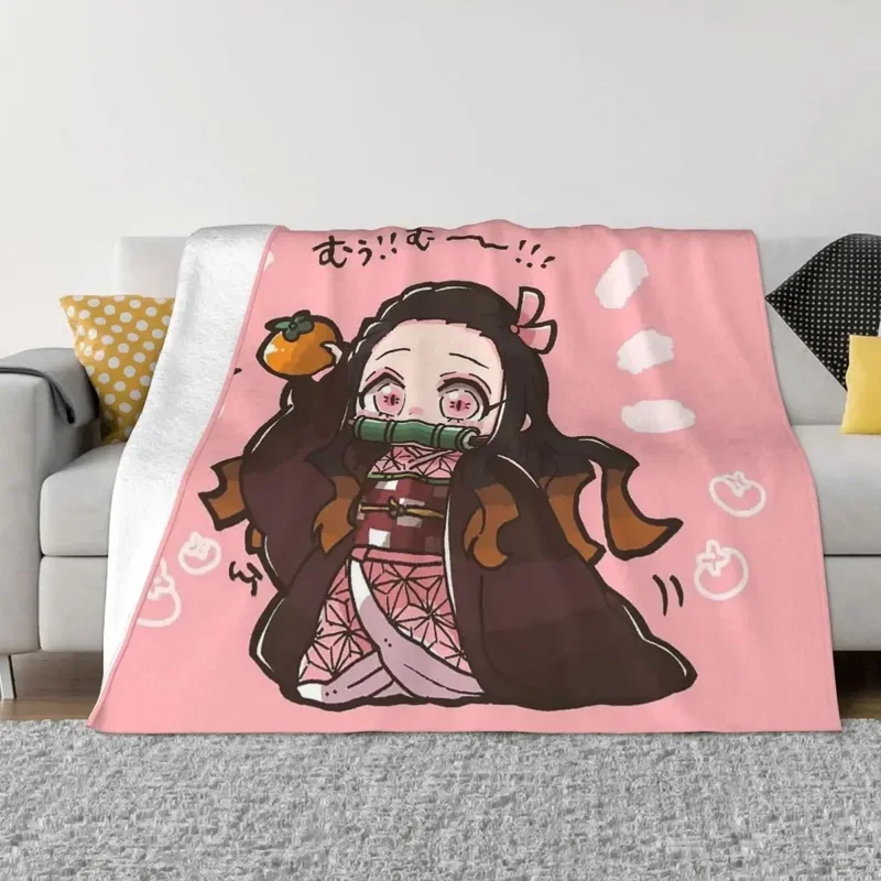 Demon Slayer Anime Blanket Cover Flannel Kamado Nezuko Devil's Blade Super Warm Throw Blanket for Home Couch Bedspread