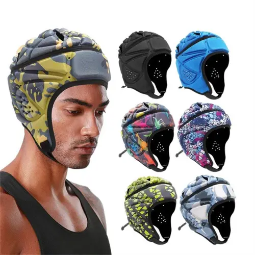 Imagen 1 del producto Casco suave a prueba de golpes para adultos, casco de Rugby EVA ajustable, Protector de cabeza, casco de fútbol, casco protector juvenil