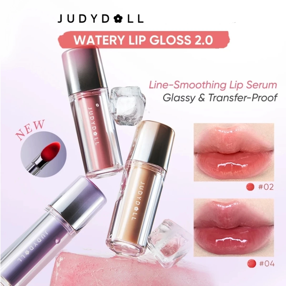 Judydoll Brillo de labios acuoso de doble acabado 2,4 g Color hidratante nutritivo Cosméticos de maquillaje frescos