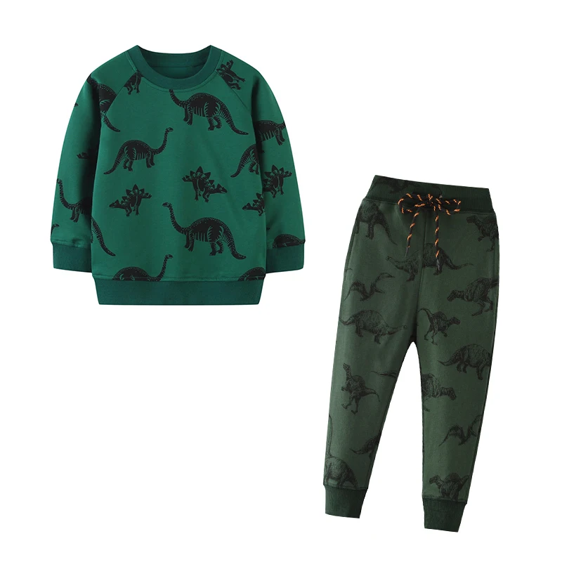 Dinosaurs Print 2 Pcs Suit Sweatshirts + Sweatpants Boys Clothing Sets Autumn Spring Long Sleeve Children's Clothes Outfits