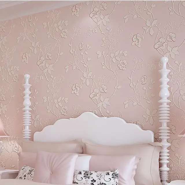 3D Three-Dimensional Pink Flower Wallpaper for Bedroom Living Room Wedding Room Romantic Countryside Style Wallpaper Non-Woven