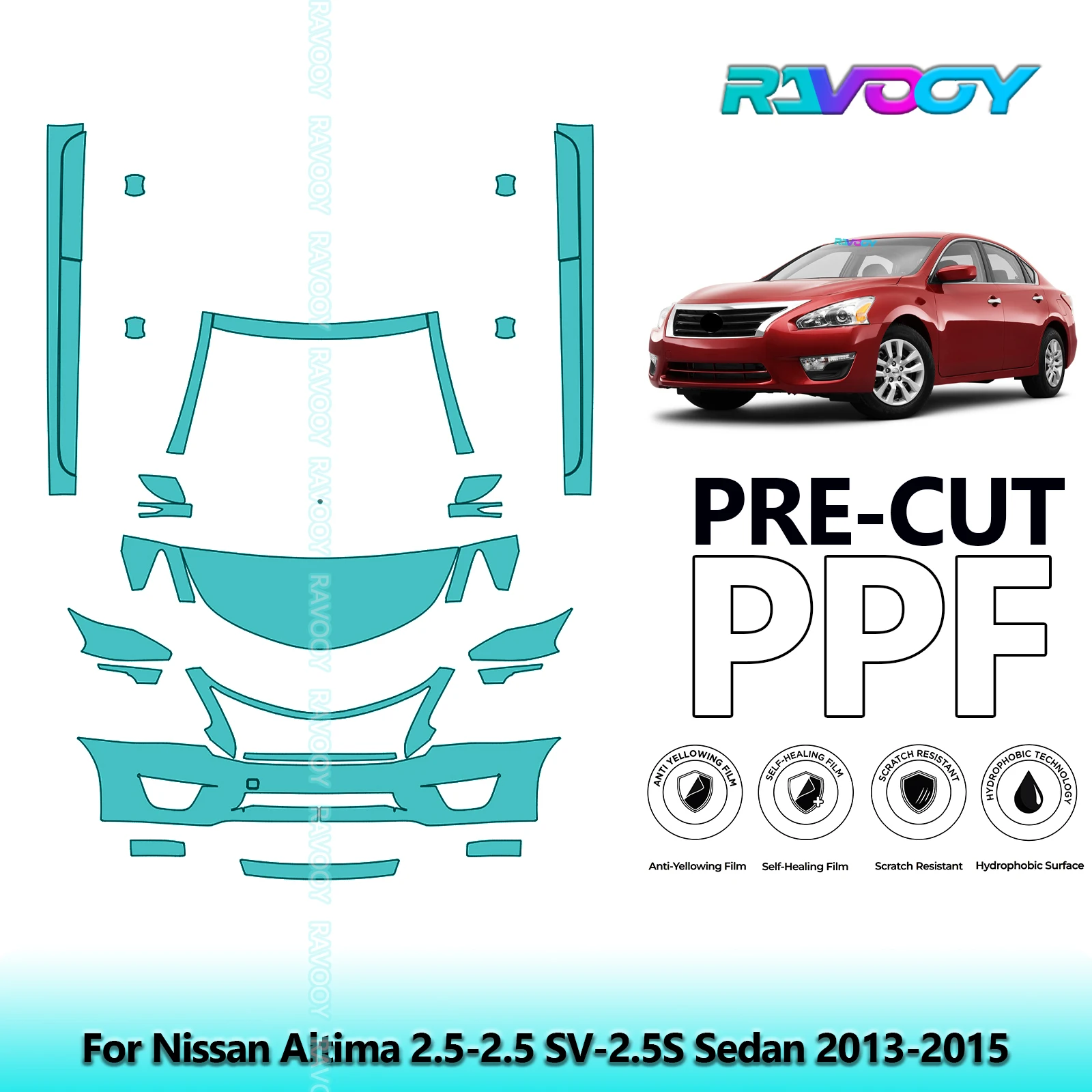 

Front Kit+Rockers Clear Bra Precut PPF Paint Protection Film For Nissan Altima 2.5-2.5 SV-2.5S Sedan 2013-2015