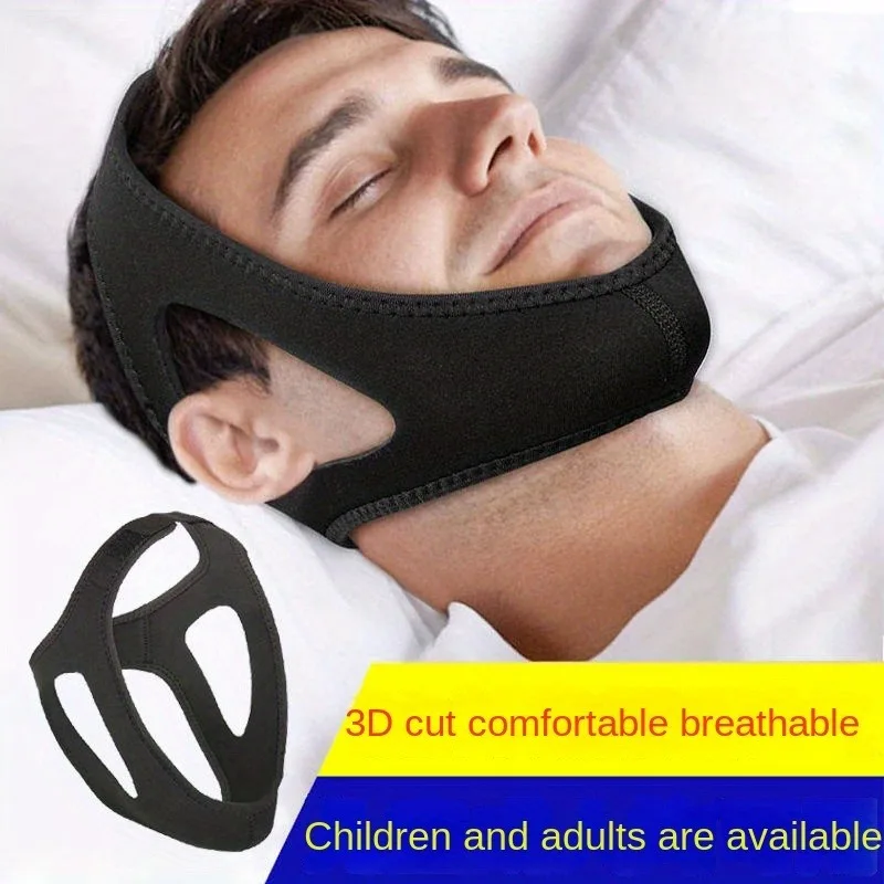 1pc Anti-Snore Chin Strap - Breathable Moisture-Wicking Sleep Aid for Men and Women, Comfortable Nighttime Snore Relief