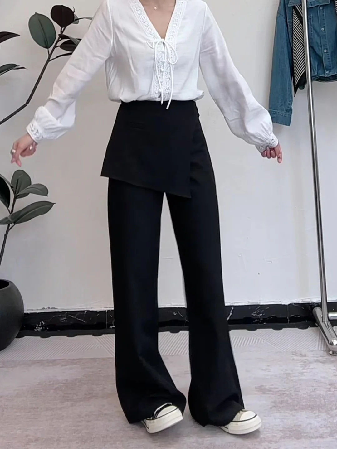 Black Wide Leg Pants Women's Summer 2026 New Hang Sense Versatile Slimming Straight Casual Trousers Korean Style High Waist