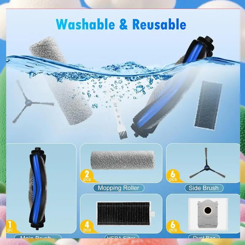 

Комплект из 20 аксессуаров, совместимый с роботом-пылесосом ECOVACS DEEBOT X8 Pro Omnii/Yeedi S14 Plus-AS97