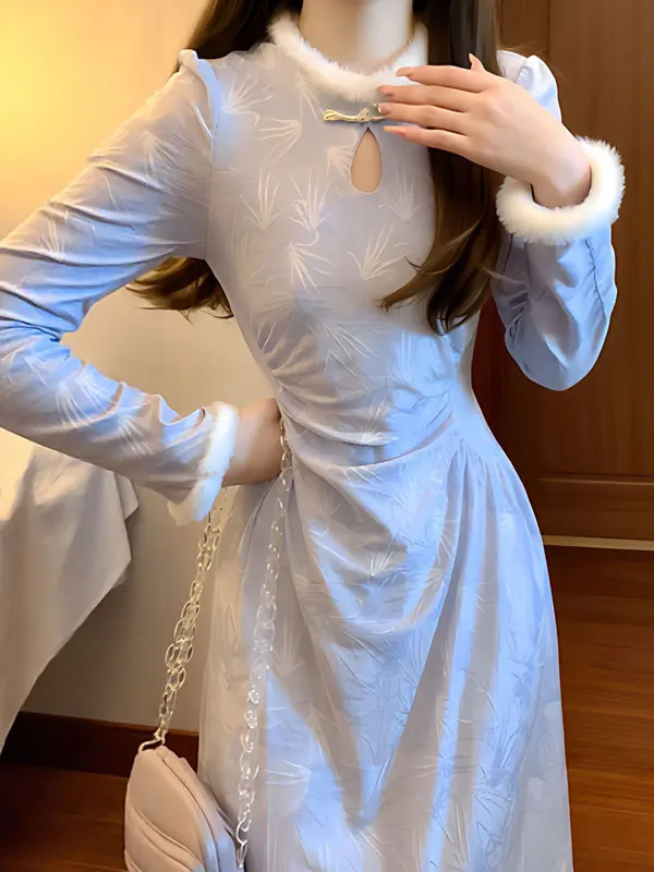 

Новое китайское платье-ципао с цветочным принтом, приталенное, с длинной юбкой, из мягкого хлопка, для повседневной носки, осеннее, женское