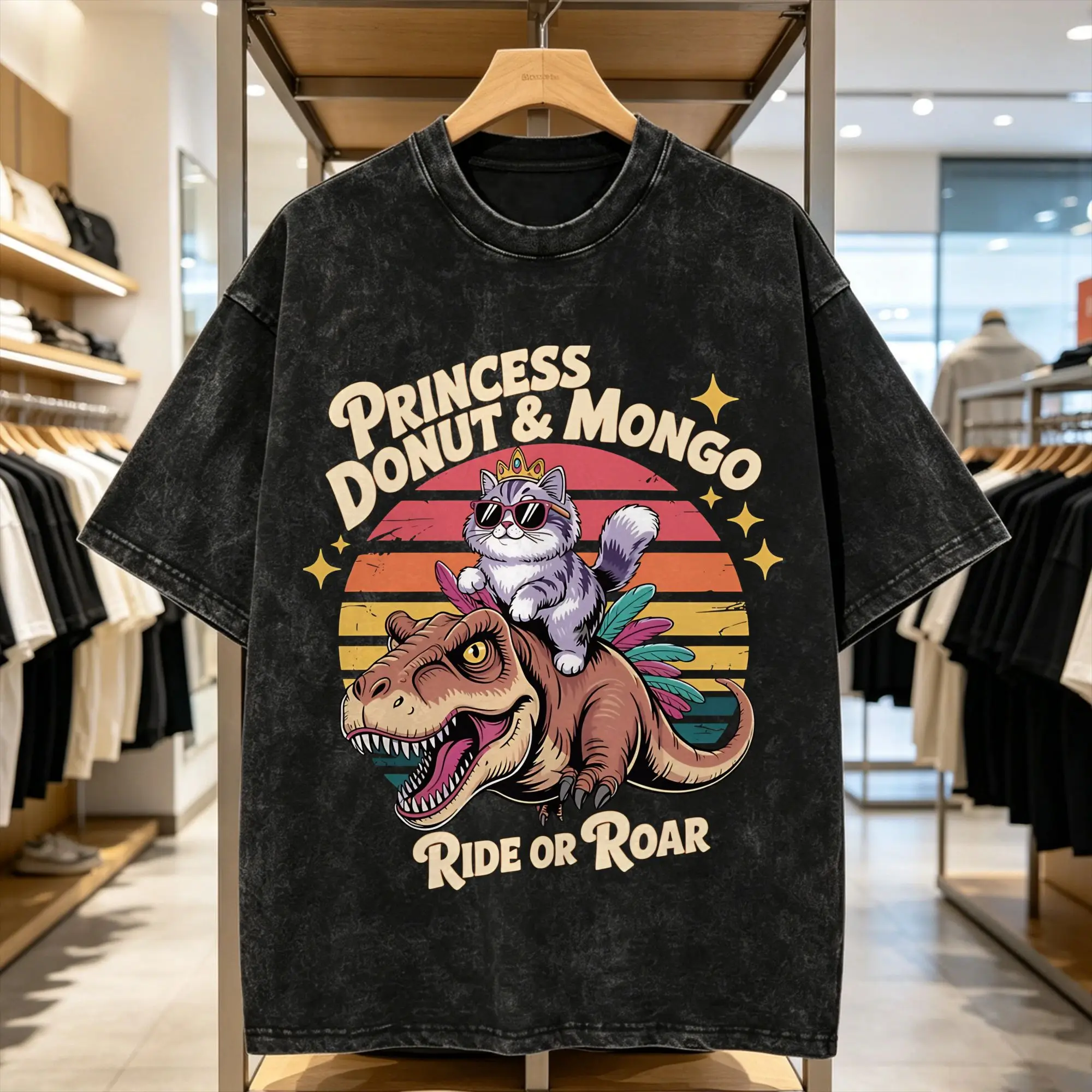 Dungeon Crawler Carl Washed T-Shirt Mens Princess Donut Vintage Cotton T Shirts Summer O-Neck Hipster Tees Simple Plus Size Tops