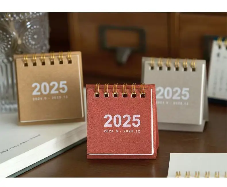 2025 صغير بسيط صغير أجندة مكتبية /رزنامة مكتبية جيب المحمولة مذكرة يومية التقويم مخطط سطح المكتب الديكور