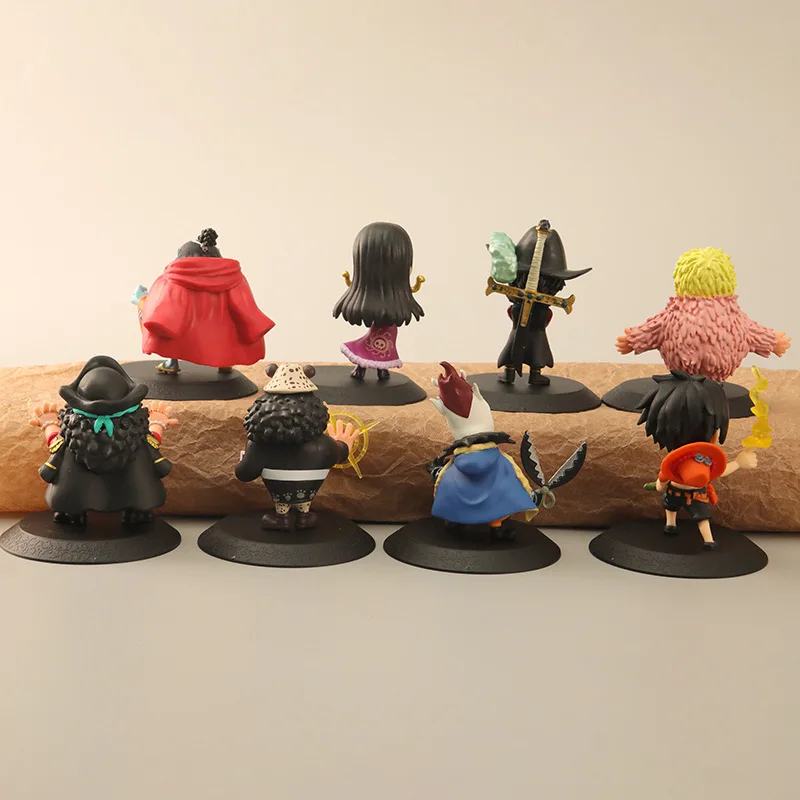 8Pcs/Set 8CM Height Q Version Kawaii One Piece Anime Figure The Top War Later Article Shichibukai Cake Ornaments Doll Gift