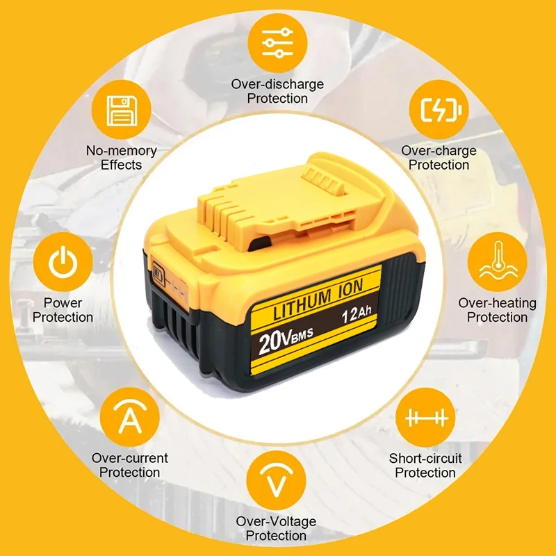 Nové pro DeWalt 20V 3Ah 12Ah 18Ah MAX Li-ion baterie Náhradní baterie DCB206 DCB205 DCB200 DCF887 DCG405 DCD791 DCF922 DCF850 - náhled 4