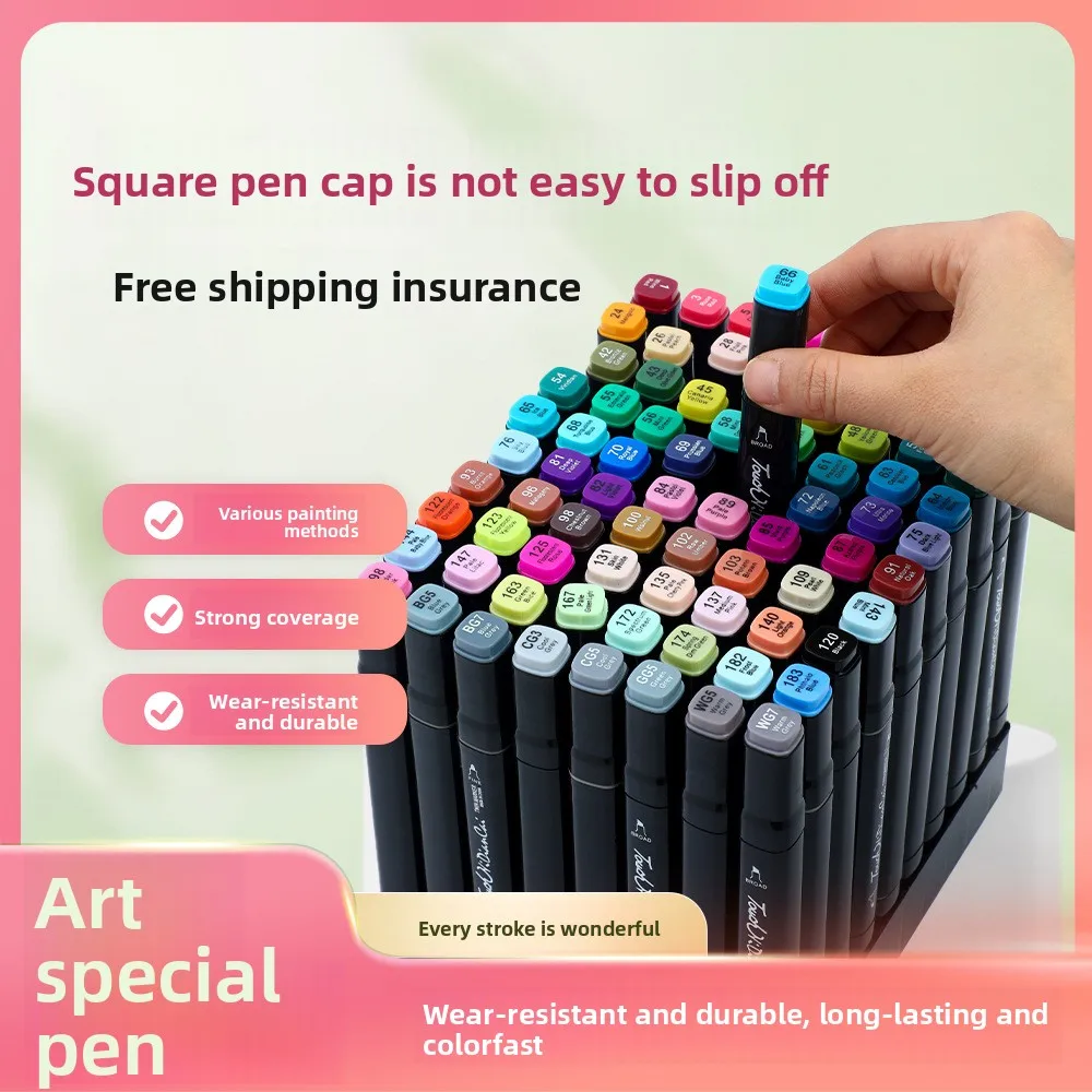 48/60/80/120pcs Double-headed Marker Set Alcohol Oil-based Pen Painting Brush Hard-headed Art Animation Special Gift Bag Base