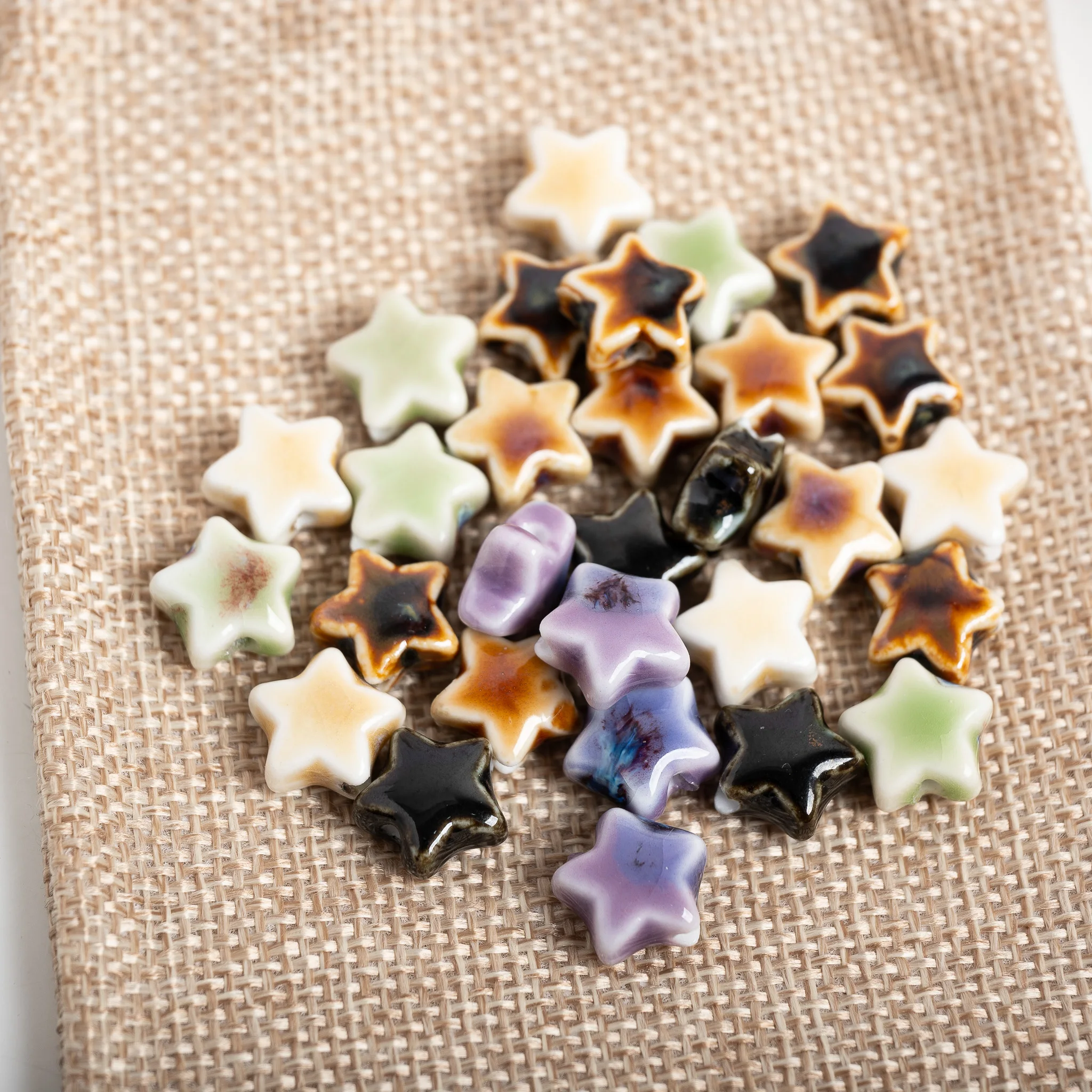 Solid Color Star Ceramic Beads Minimal Style DIY Jewelry Loose Beads for Bracelet Necklace 10pcs TCZ1358