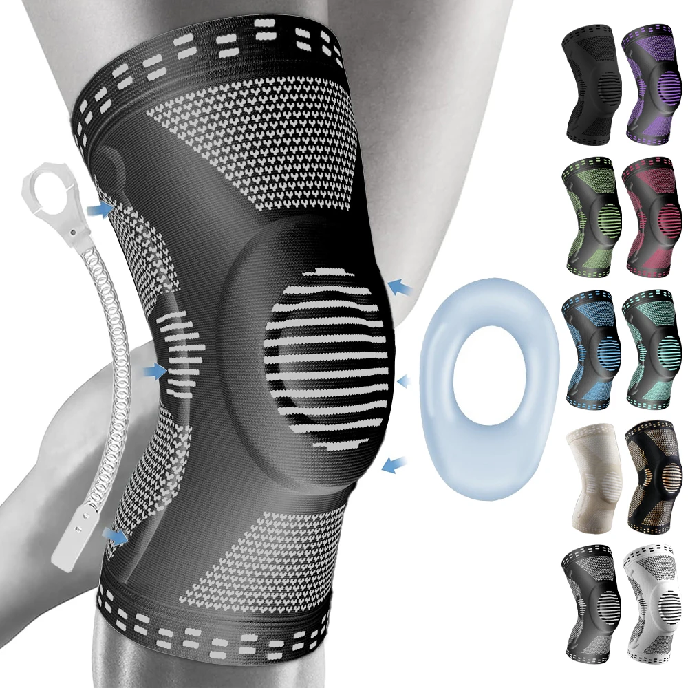 1PCS Sport Kompression Knie Unterstützung Klammer Patella Protector Gestrickte Silikon Frühling Bein Pad Radfahren Laufen Basketball Fußball – Detail 5