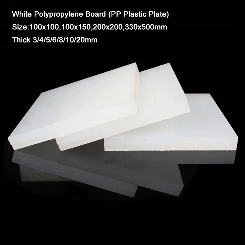 PP Plastic Plate100x100,100x150,200x200,330x500mm White Polypropylene Board Thick 3/4/5/6/8/10/20mm Cutting Sheet DIY Material