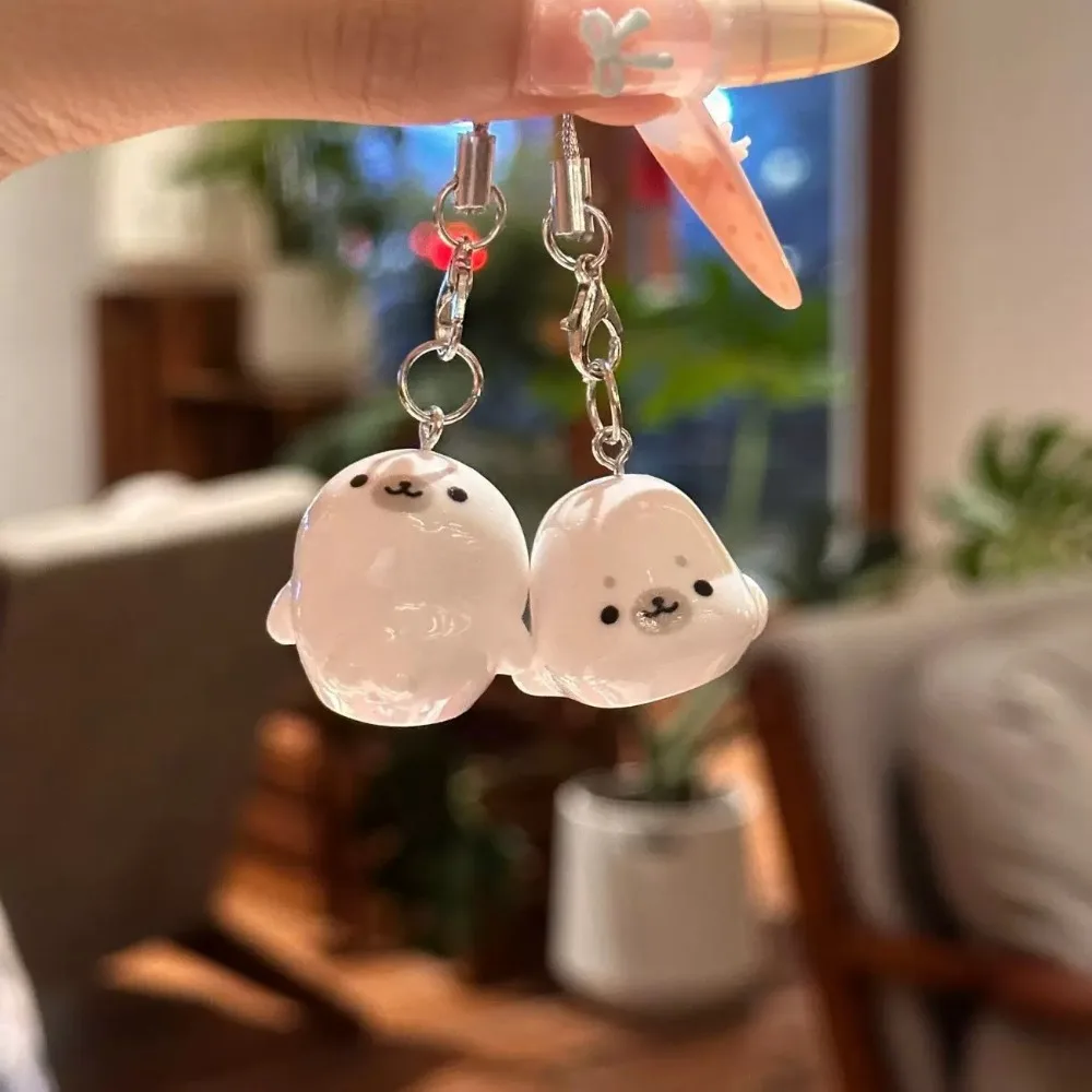 Cute Cartoon Seal Keychain for Women Kawaii Bag Charm Hanging Phone Lanyard Backpack Pendant Party Gifts Keychain Accessories