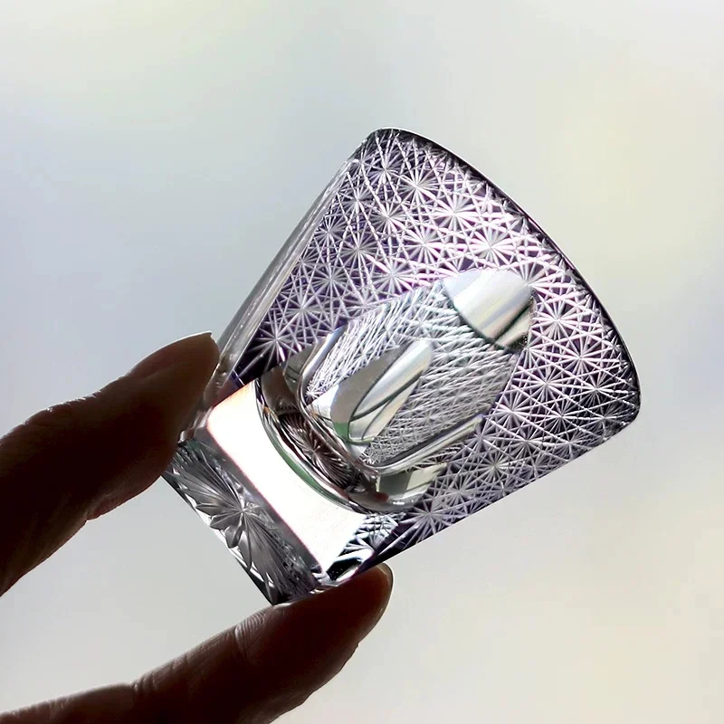 35ml Handmade Edo Kiriko Sake Cup Chinese Style Four Gentlemen Pattern Small Capacity Whiskey Wine Tasting Cup Shot Glass