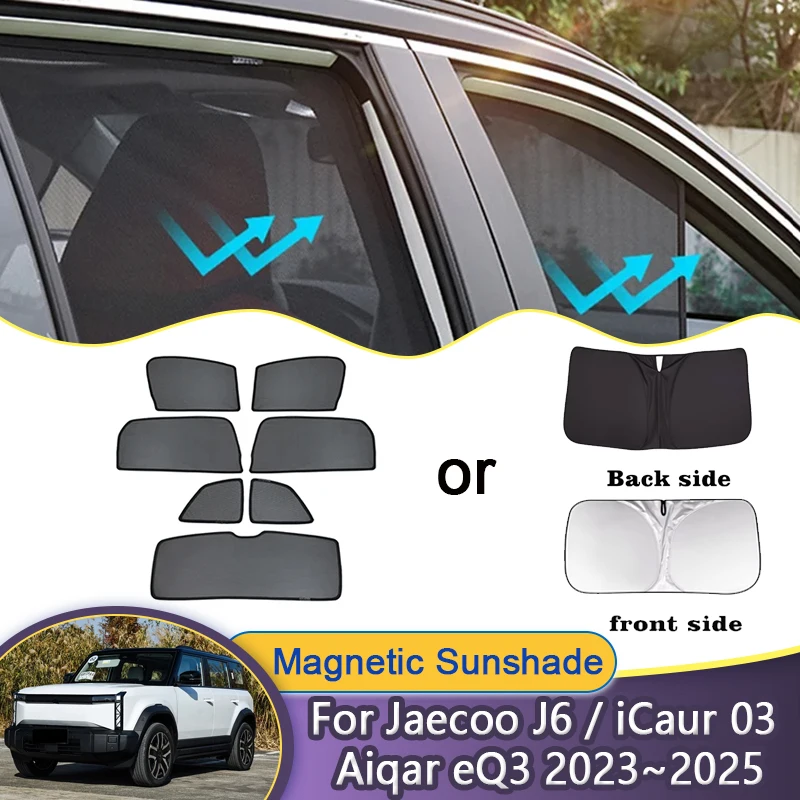 

Car Mesh Sunshades For iCar 03 Jaecoo J6 iCaur 03 Aiqar eQ3 2023~2025 2024 Sunshade Window Magnetic Visor Sun Shade Accessories